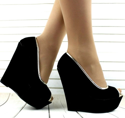 black gold platform heels