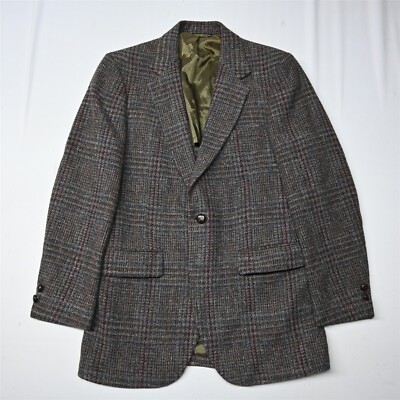 Vtg Welshire Harris Tweed 38S Brown Fleck Blanket Wool Blazer Sport Coat