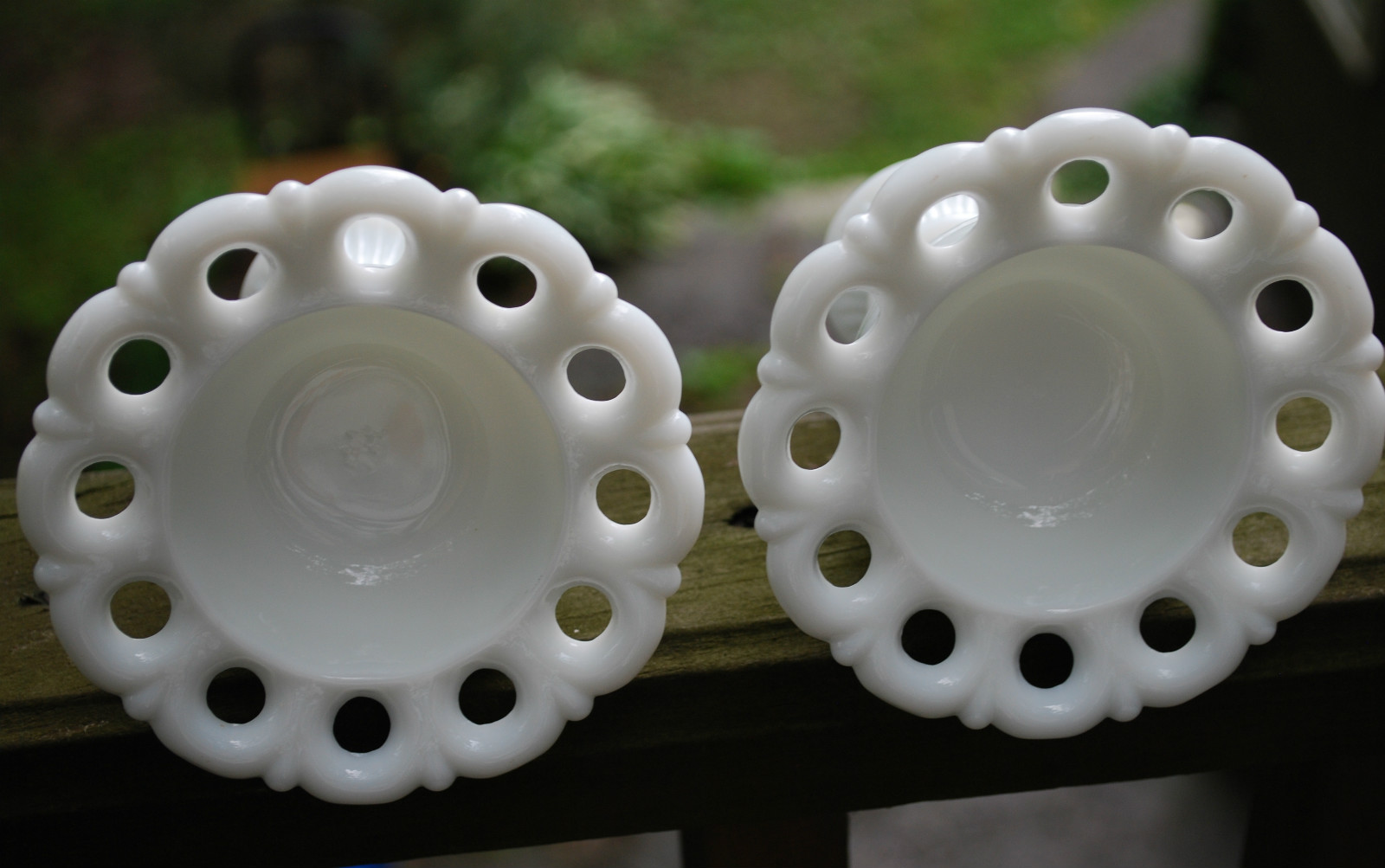 DORIC Westmoreland WHITE MILK GLASS Lacy Matched Pair of 2 CANDLESTICK HOLDERS 