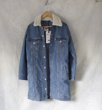 Levis X Deepika Padukone Collar Long Trucker Denim Jacket Xs Small New Oversized