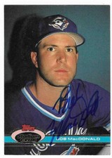 BOB MACDONALD 1991 BOWMAN AUTOGRAPHED SIGNED # 585 TORONTO BLUE JAYS