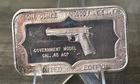 RARE 1970’S LIMITED EDITION GOVERMENT MODEL CALIBRE .45 ACP FINE SILVER ART BAR