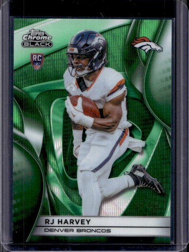 2025 Topps Chrome Black RJ Harvey RC Green Wave Refractor Rookie #/99 Broncos