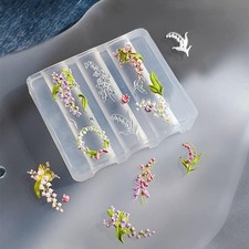 3D Flowers Nail Mold Silicone Nail Tools, Lily of the Valley Floral Petal Nai...