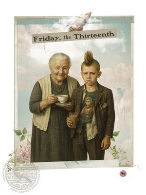 Oma & Teen Punk am Freitag 13.   A4 Kunstdruck auf Hahnemühle   Art Print