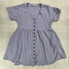 Madewell Lightspun Button Front Mini Dress Gauzy Beachy Lavender Purple L