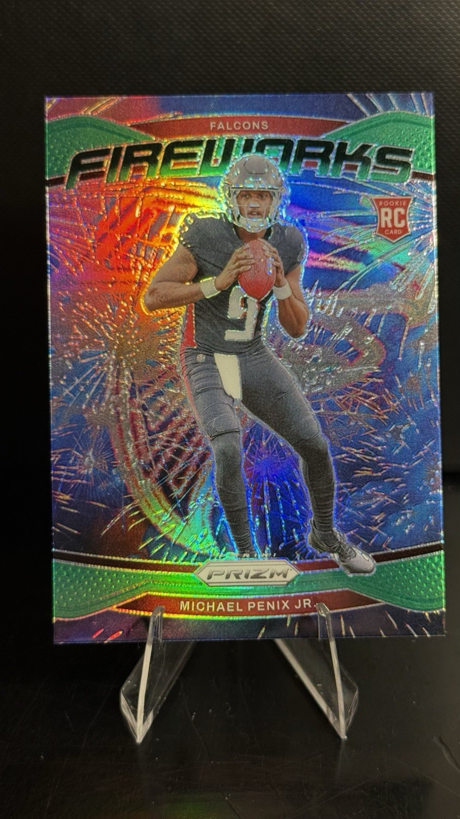 2024 Panini Prizm - Fireworks Michael Penix Jr. #16 Green Prizm (RC)