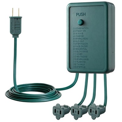 Gulfmew 3 Channel Chase XMAS Light Controller Indoor Outdoor lighting string