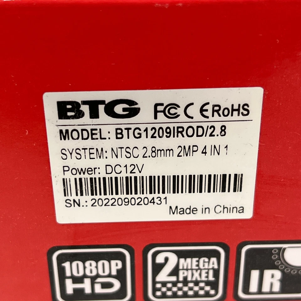 Bolide 2MP Analog Eyeball Camera (BTG1209IROD/2.8) DOME SECURITY LENS 1080P HD - Image 3 of 4