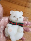 Fenton Hand Painted "Meadow Blooms" Bear  Signed T. Watson  3.5” Orig Stickers