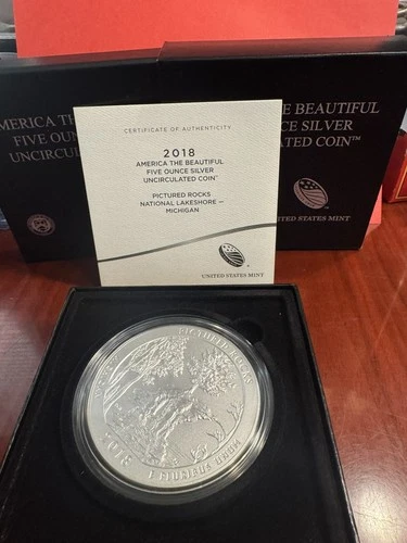 2018 Pictured Rock America the Beautiful BURNISHED 5 oz Silver Coin Uncirculated