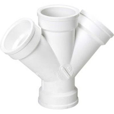 Mueller 05846 Wye 4'' x 4'' x 3'' PVC Double Reducing Hub SCH 40/STD