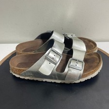 Birkenstock Arizona Silver Metallic Sandals Comfortable Slides Casual Shoes