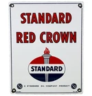 VINTAGE STANDARD RED CROWN GASOLINE PORCELAIN SIGN AMERICAN OIL TORCH GAS