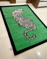 Traditional rug Hand tufted green colour tiger skin wool area rug made with love