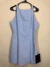NWT Lulus Mini Dress Women LARGE Light Blue Bow Back Sleeveless Square Neck