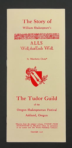 1956 Ashland Oregon Shakespearean Festival Tudor Guild All's Well VTG Brochure