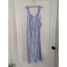 NWT Jones New York Intimates Nightgown S Light Blue Floral Satin Slip Dress