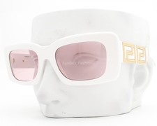 Versace Sunglasses Glossy White Light Pink Lens Gold Logo VE4444U 314/5 w/case