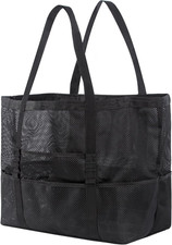 Extra Large Mesh Beach Bag, XL Mesh Foldable Swim Tote with with Zipper Multi Po