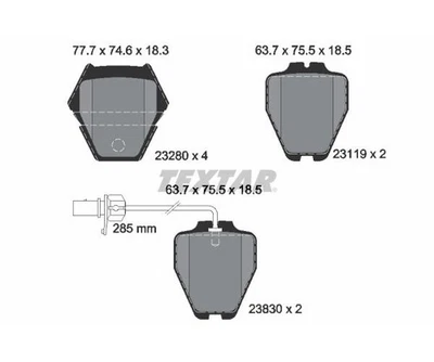 TEXTAR Bremsbelagsatz Scheibenbremse Vorderachse für Audi VW 2328001 - Bild 1 von 2