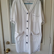 Vintage Maidenform Terry Cloth 5 Button Short Robe White Size Small 80 Cotton