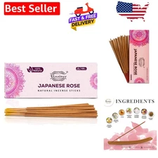 100% Pure Japanese Rose Incense Sticks - Hand Rolled Aromatherapy for Relaxation