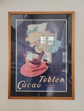 Framed TOBLER Chocolat CACAO LITHOGRAPHIC PRINT GIRL CUP John ONWY Painting