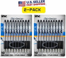 Set of 2 Retractable Ballpoint Pens Black Ink 1.0mm 20 Total Pens Office School