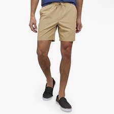 QUIKSILVER Seaside Elastic Waist Hybrid Swim Shorts Khaki Men  s Sz L NEW  50