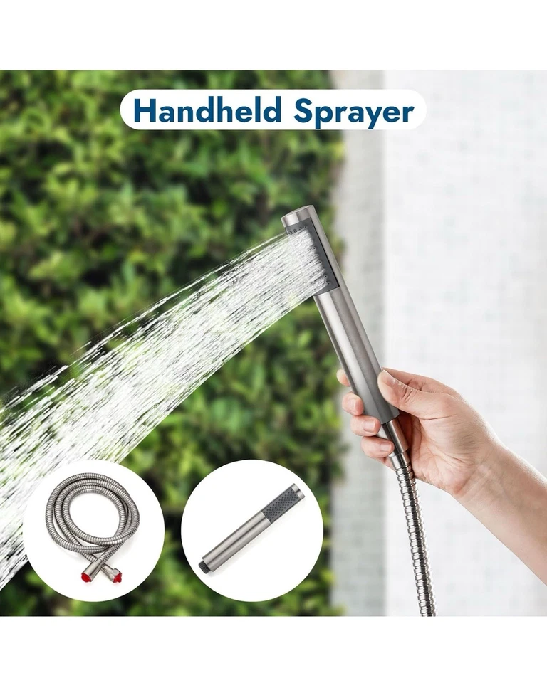 Brushed Nickel Wall Mounted Exposed Shower Fixtures with Hand Held Shower Hea... - Image 4 of 4