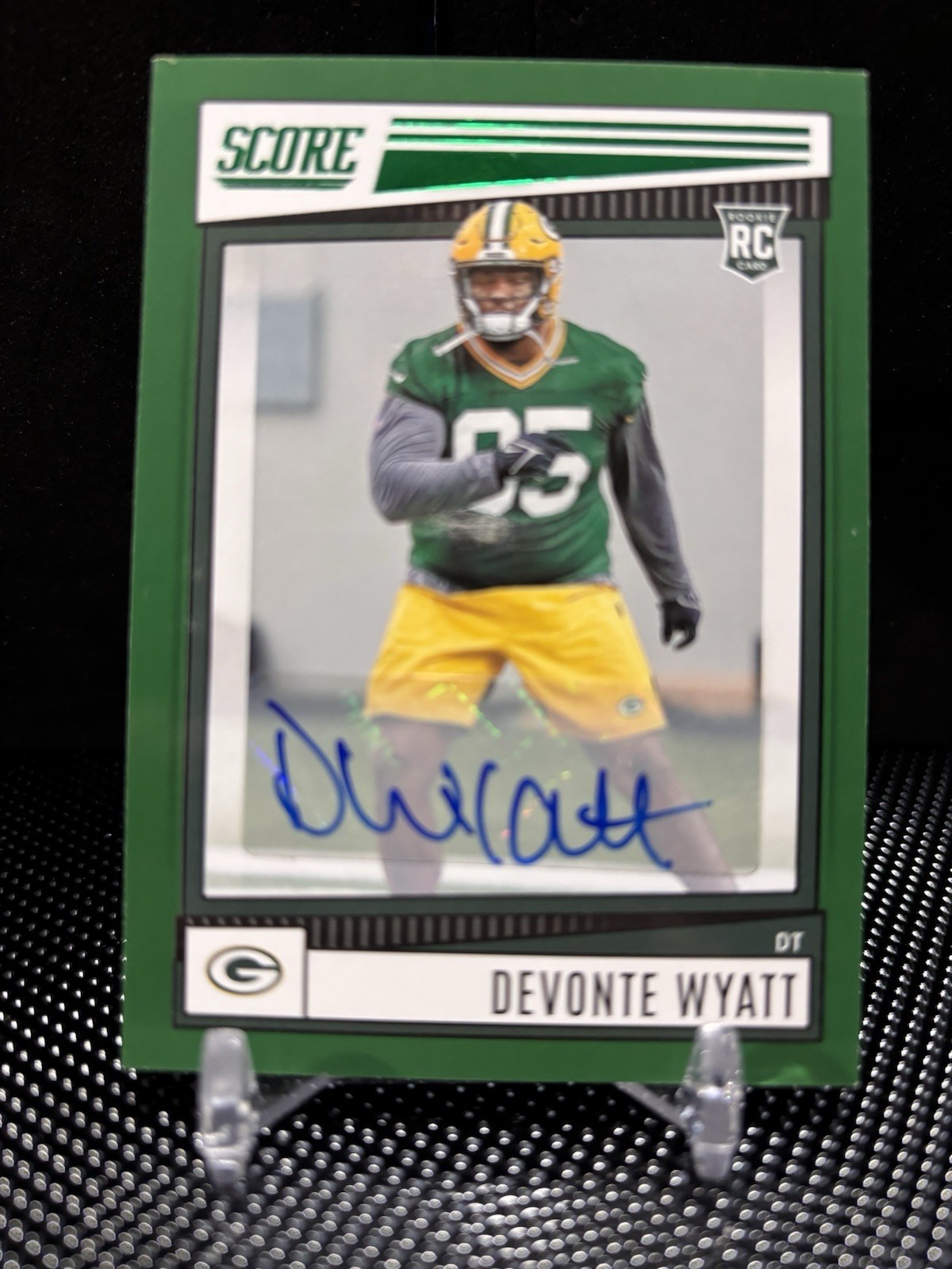 Panini 2022 Score Rookies Devonte Wyatt RC Auto #361 Green Signatures Packers