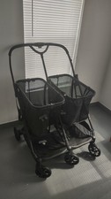 Black Double Shopping Cart, Removable Bags Foldable For Easy Transport