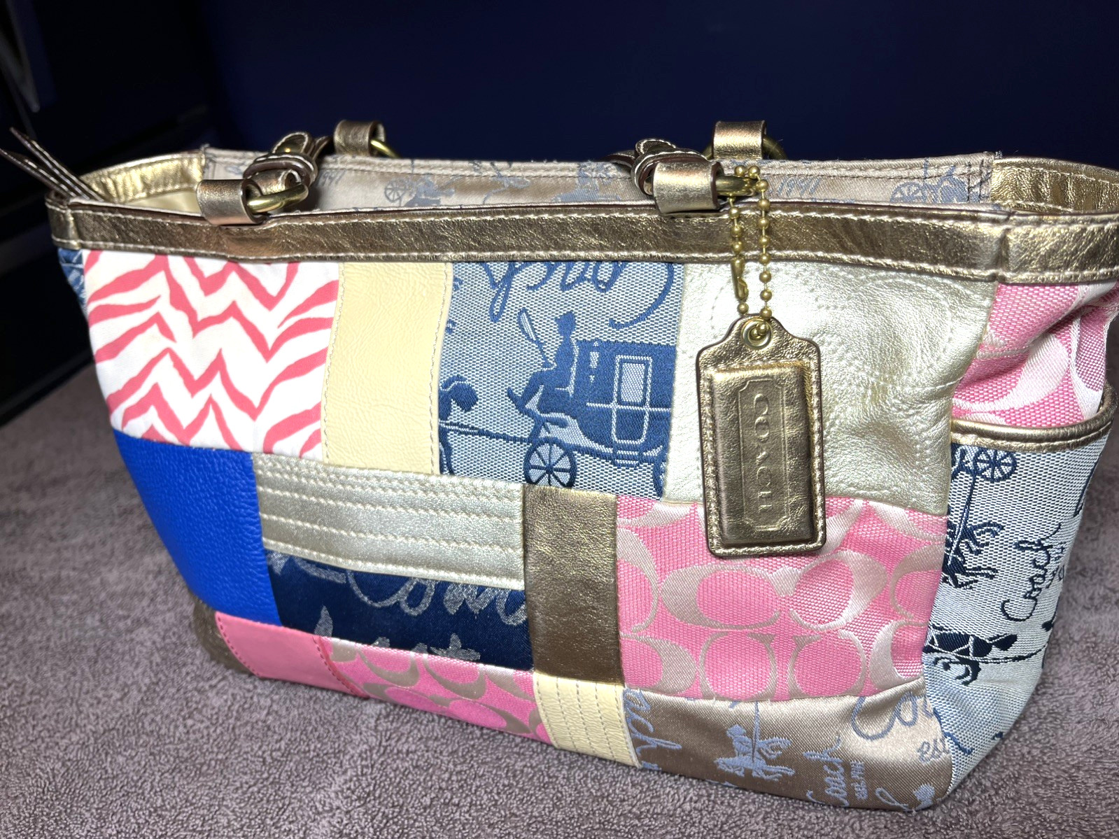 Pristine Coach Colorful Patchwork Anniversary Tot… - image 2