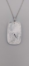 Natural Rutilated Quartz Crystal Pendant Necklace with Chain