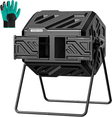 THEGROW'ING Updated 43 Gallon Compost Bin Outdoor, Fast Assemble Tumbling Compos