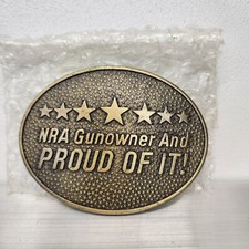 Nra Gun Owner Firearm Right Second Amendment Patriot 1990s Vintage Belt Buckle