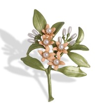 retro orange blossom leaf brooch fashion pearl green plant pin jewelry