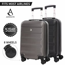 Cabin Suitcase with 4 Wheels Hard Shell Carry On Hand Luggage Case 55x35x20