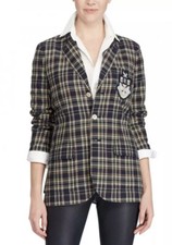  498 Polo Ralph Lauren 6 Medium India Madras Crest Blazer Jacket RRL Plaid Rugby
