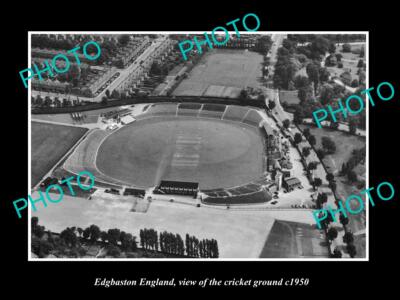 OLD 6 X 4 HISTORIC PHOTO OF EDGBASTON ENGLAND AERIAL VIEW CRICKET GROUND c1950