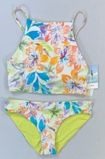 Women's Juniors Jrs ROXY 2Piece Retro REVERSIBLE Tankini Hipster Floral Swimsuit