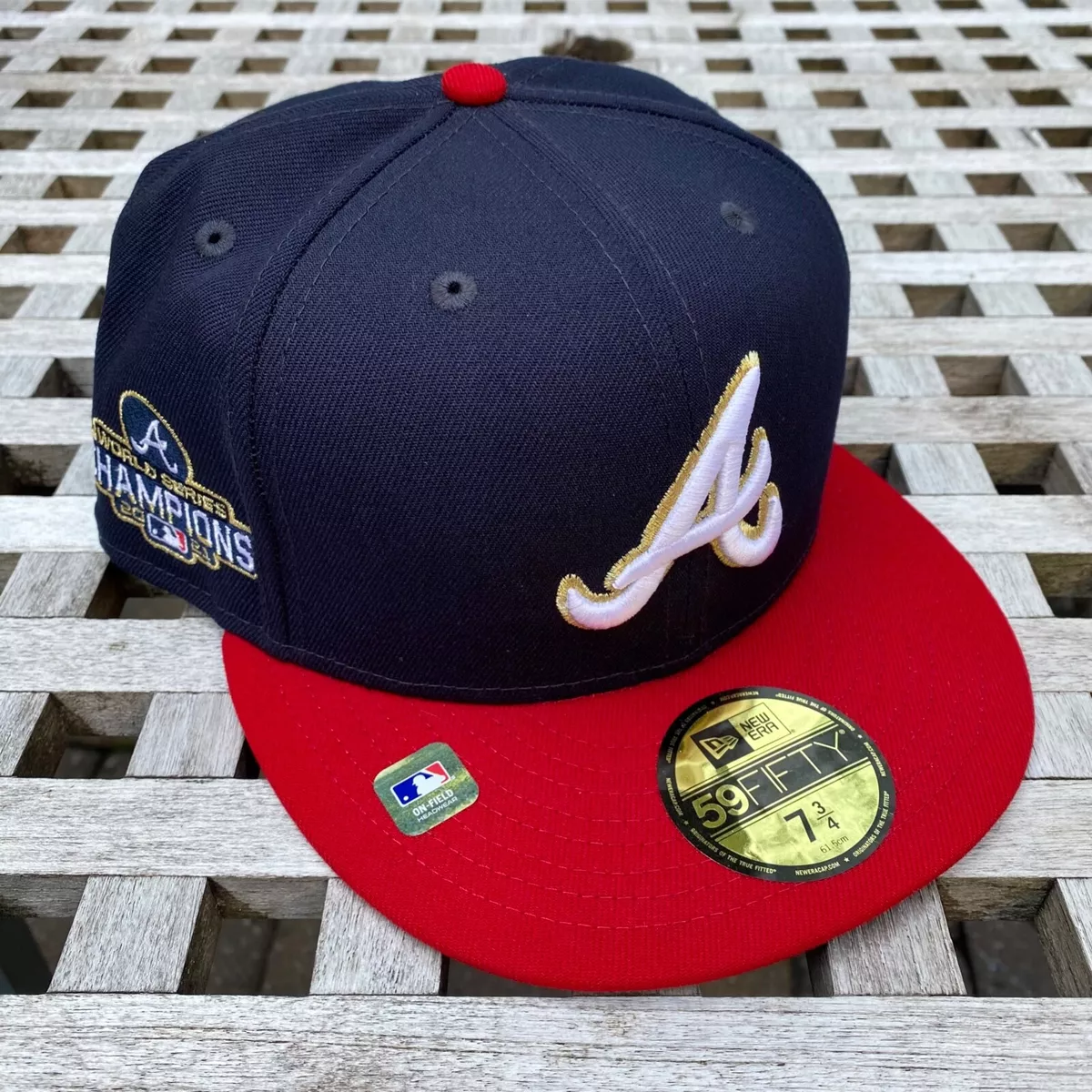 Atlanta Braves 2021 World Series Gold Patch New Era 59FIFTY 2 Tone Hat 7 3/4