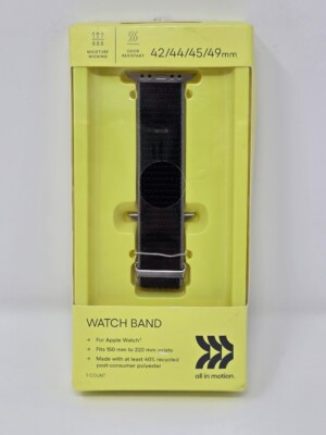 All in Motion Apple Watch Nylon Band 42/44/45/49 mm breathable Black - Open Box