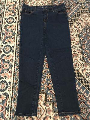 Basic Edition Women Denim Indigo Dark Wash Straight Fit Pants Size 4 - EEUC!
