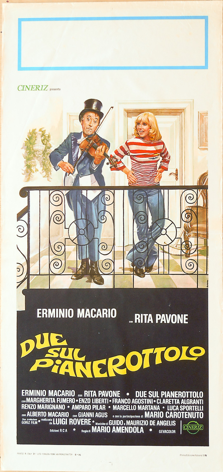 Locandina originale film Due sul pianerottolo (1975) - Regia di Mario Amendola