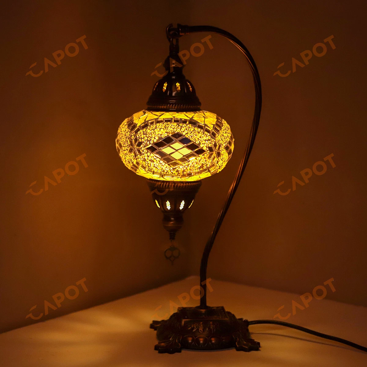 Lampe Buste Femme Mosaïque 40cm - Résine Et Verre - Bleue - Fait Main Indonésie