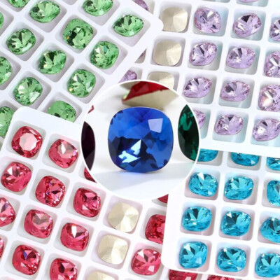 High-end Glass Crystal Rhinestone Color Fat square Withcford Strass Jewels stone