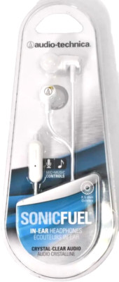 Audio Technica SonicFuel In Ear Headphones w Mic & Control White Wired *NEW*