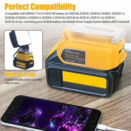 Dual USB Battery Charger Adapter Power Source Converter for Dewalt 14-21V Max US - Picture 4 of 10